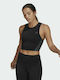 Adidas Icons 3-Stripes Cooler Γυναικείο Αθλητικό Crop Top Αμάνικο Fast Drying Μαύρο Μαύρο