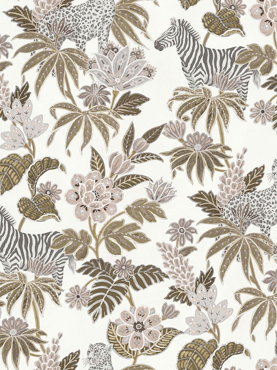 Wallpaper Flora Vinyl Brown L1005xW53cm Washable