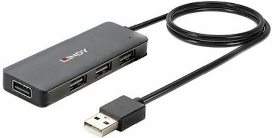 Lindy USB-Hub 4 Anschlüsse USB 2.0 mit USB-A Anschluss Grau