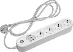 Smart 4-Outlet Power Strip with USB White