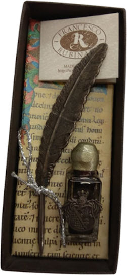 Francesco Rubinato Set Calligraphy Pen with Feather Brown with Blue Ink
