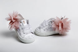 Ever Kid Βαπτιστικά Δερμάτινα Sneakers Λευκό-Ροζ
