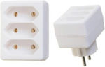 3-Outlet T-Shaped Wall Plug White