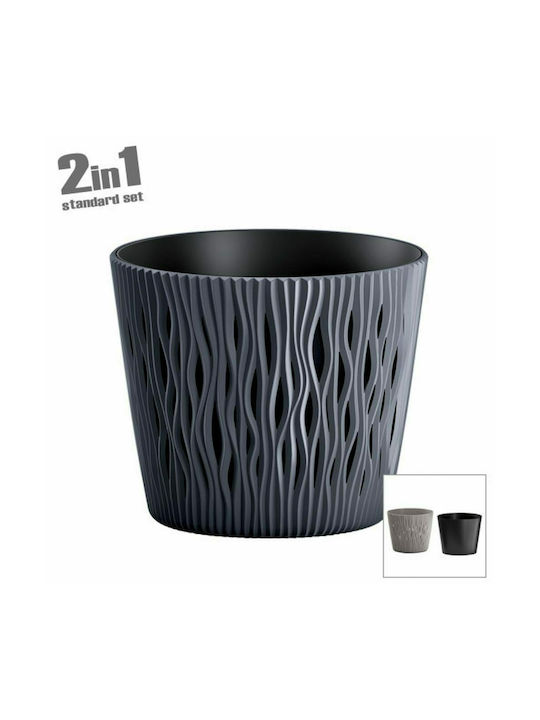 Marhome Sandy Flower Pot 2 in 1 22.5x19.2cm Charcoal 13-16-220-4 09-DSR220-S433