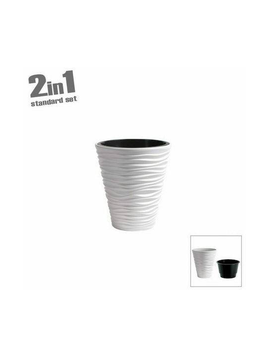 Marhome Sand Flower Pot 2 in 1 29.5x33cm in White Color 2-46-300-1 09-DBSA300-S449