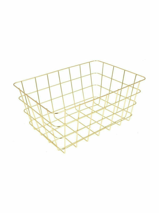 JK Home Decoration Διακοσμητικό Καλάθι Μεταλλικό Χρυσό 30x21x14εκ.
