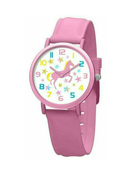 U.S. Polo Assn. Kids Analog Watch with Rubber/Plastic Strap Pink