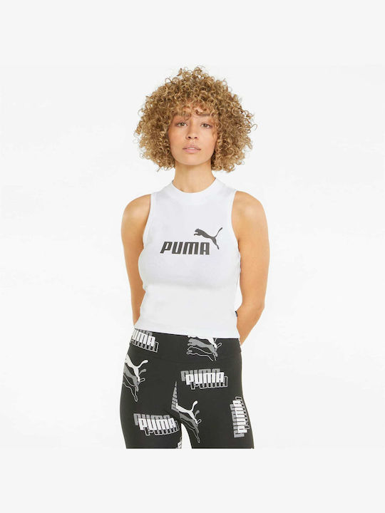 Puma Essentials Αμάνικη Γυναικεία Μπλούζα Λευκή