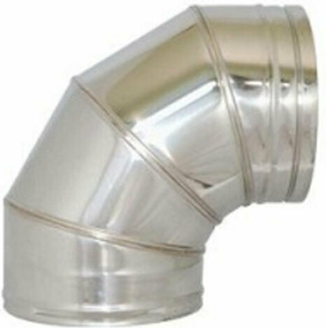 005-100-248 Γωνία Σύνδεσης Καπνοδόχου Inox 150mm Ασημί