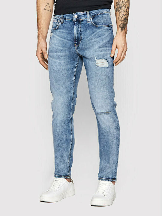 Men's Elastic Jeans Pants with Slim Tapered Fit Denim Medium
