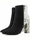 33-03 Ghete Dama Ankle Boots De Catifea Cu Toc Înalt Negre