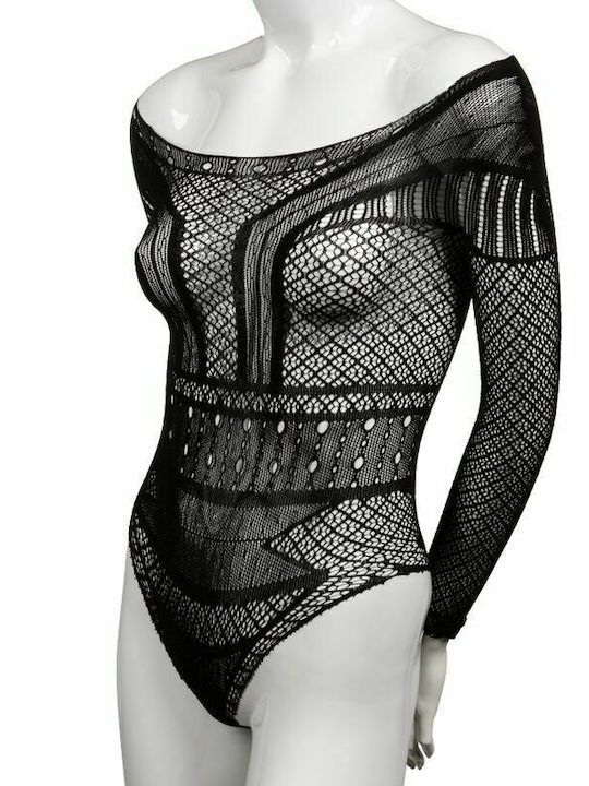 Calexotics Scandal Shoulder Body Suit Plus Size Sexy Κορμάκι με Δαντέλα Plus Size Black