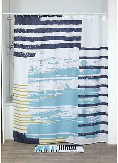 Bord De Mer Κουρτίνα Μπάνιου Υφασμάτινη 180x200 cm Γαλάζια