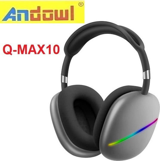 Andowl Q-MAX10 Bluetooth Wireless Over Ear Headphones with Radio with 12 hours of Operation Gray