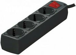 Transmedia Power Strip 4 Sockets with Cable 1.5m Gray Transmedia Power Strip 4 Sockets with Cable 1.5m Gray