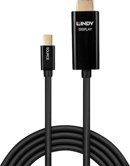 Lindy Cable mini DisplayPort male - HDMI male 0.5m Μαύρο (40910)
