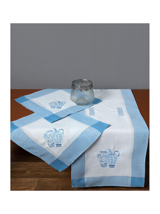 Silk Fashion 3741 Cotton & Polyester Tablecloth with Embroidery Μπλε 135x175cm