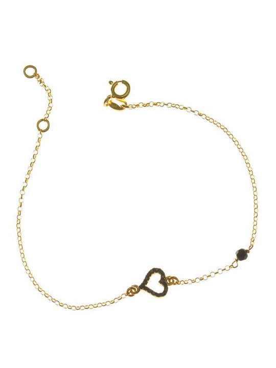 Gold plated silver bracelet with heart