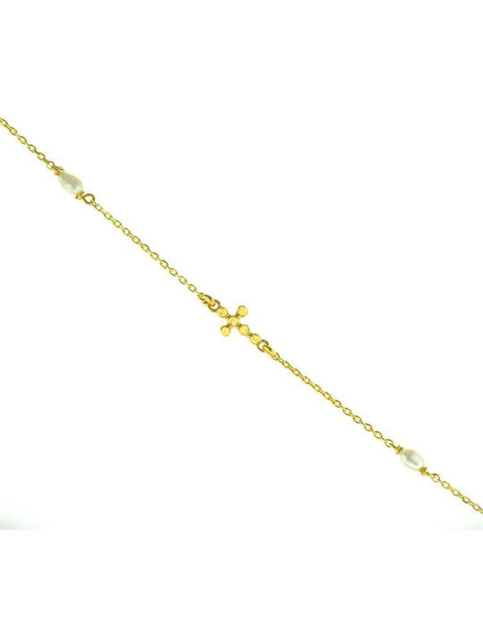 Gold plated silver bracelet with cross