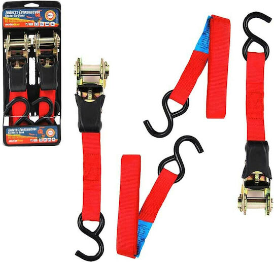 Carner Car Luggage Strap with Ratchet Red 300x2.5cm 2pcs