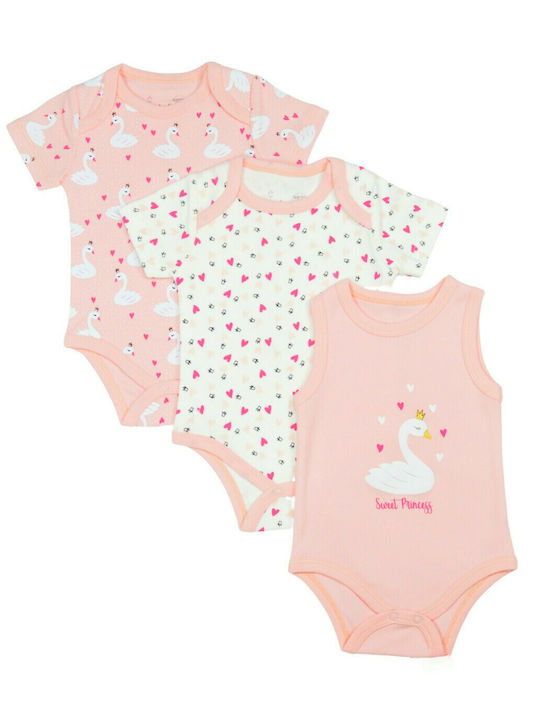 Εβίτα Baby Underwear Bodysuit Set Short-Sleeved Pink