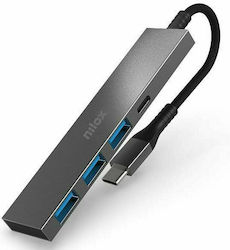 Nilox USB 3.0 4 Port Hub with USB-C Connection Gray