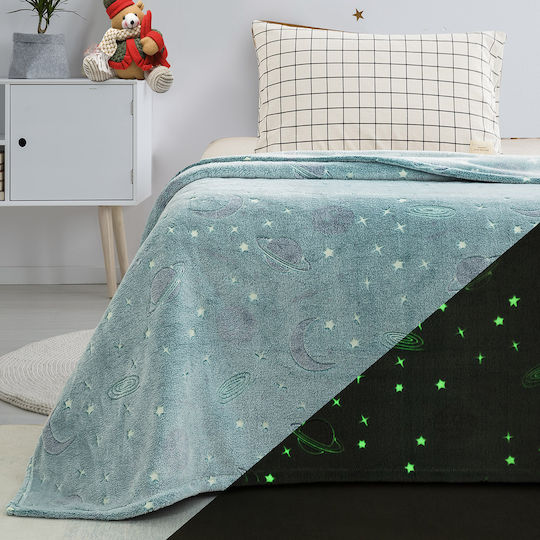 Beauty Home Fleece Fluorescent Petrol Blue Kids Blanket 160x220cm 6256KB
