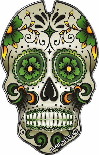 One Design Αυτοκόλλητο Προστατευτικό Ρεζερβουάρ Green Skull Πράσινο