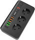 3-Outlet Power Strip with USB Black