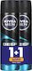Nivea Men Deep Carbon Beat 48h Αποσμητικό 48h σε Spray 2x150ml