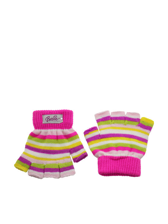 Kids Gloves Fingerless Pink Barbie