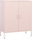 Office Storage Metal Cabinet Pink L80xW35xH101.5cm