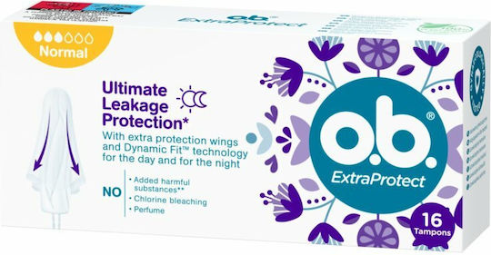 O.B. Ταμπόν Extra Protect Ultimate Leakable Protection για Κανονική Ροή 16τμχ