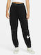 Nike Sportswear Swoosh Ψηλόμεσο Παντελόνι Γυναικείας Φόρμας με Λάστιχο Μαύρο