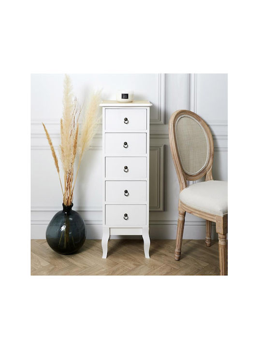 Wooden Storage Drawers with 5 Drawers Λευκό L34xW30xH100cm