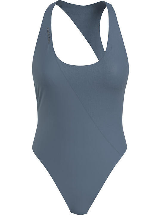 One-Piece Swimsuit with Open Back Gray
