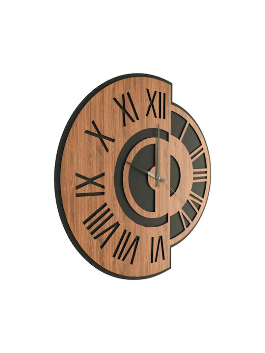 HomeMarkt 3D Wall Clock Metallic Black / Walnut Ø41cm