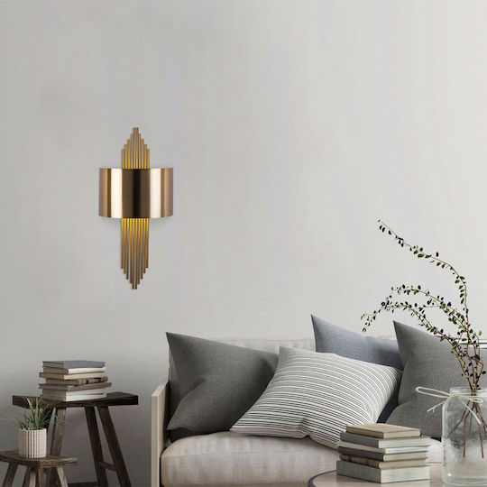 Opviq Vintage Φωτιστικό Τοίχου με Ντουί E27 Χρυσό 22x35x10εκ.