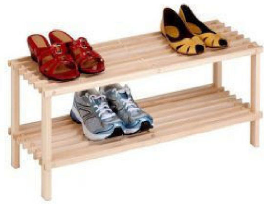Shoe Organizer with 2 Shelves Natural 74x26x30cm
