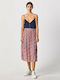 Pepe Jeans Layla Sommer Midi Kleid Navy Blue/Red