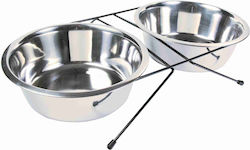 Trixie Edelstahl Schalen Futter & Wasser für Hunde Silber mit Basis 2x3600ml