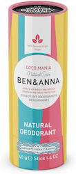 Ben & Anna Coco Mania Natural Deodorant Φυσικό Αποσμητικό σε Stick Χωρίς Αλουμίνιο 40gr