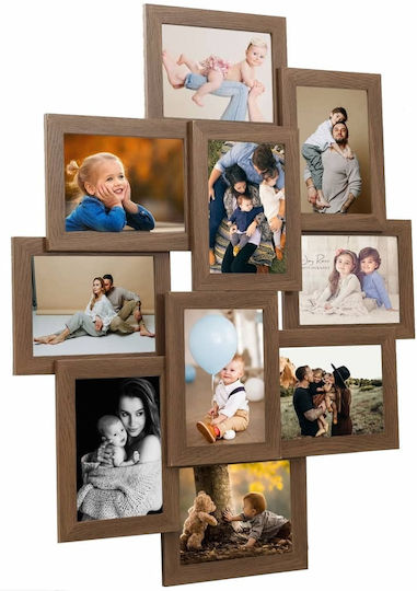 vidaXL Wall-Mounted Multi Wooden Light Brown Picture Frame