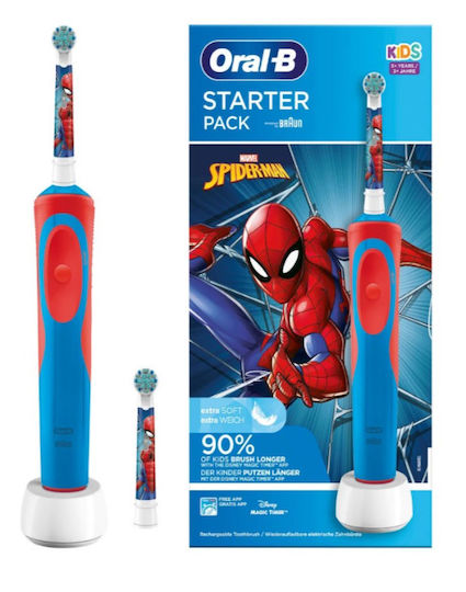 Oral-B Spiderman Periuță Electrică De Dinți Pentru Copii Cu Cronometru Pentru 3+ Ani