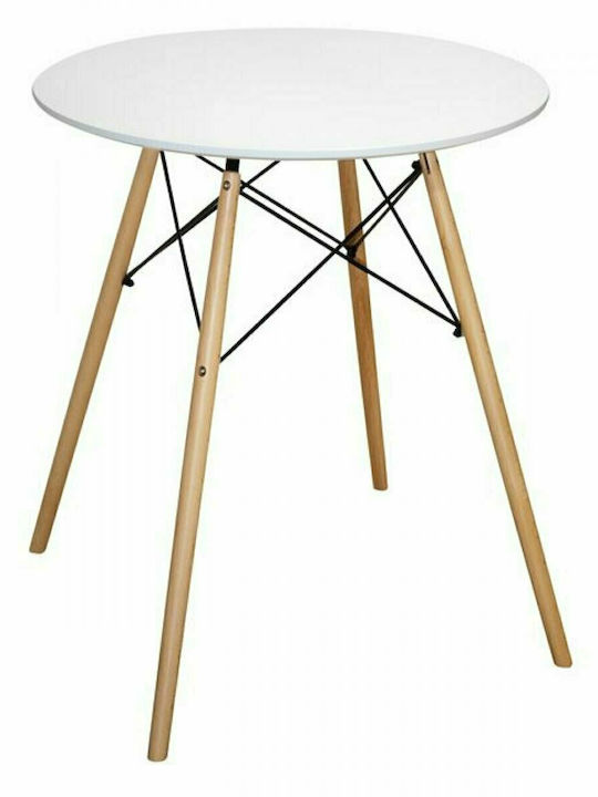 Snow Table Kitchen Wooden Natural - White 60x60x75cm