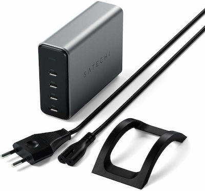 Satechi mit 4 USB-C Anschlüssen 165W Stromlieferung Gray (GaN ST-UC165GM)