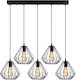 Sheen Diamond Pendant Chandelier Rail for 5 Bulbs E27 Black