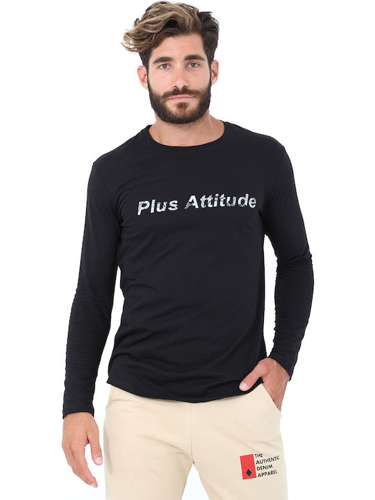 Attitude Ανδρική Μπλούζα Μακρυμάνικη Μαύρη