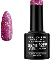 Elixir Ημιμόνιμο Βερνίκι Νυχιών Semi Gel 1099 Taffy Glitter 8ml