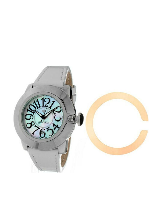 Glam Rock Women's Watch with Beige Leather Strap